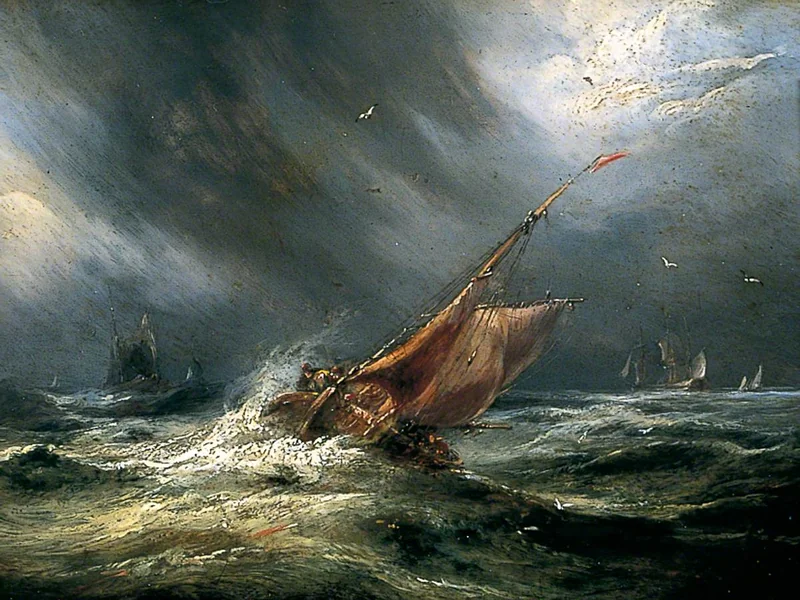 1774-John 'Old Jock' Wilson - Paesaggio marino con nave in tempesta
